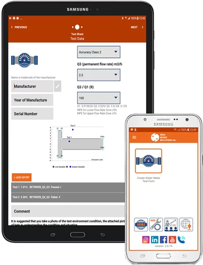 Water Meter Test Kit onmobile device screen