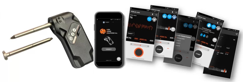 Pereja Mini VPro and app showing various screens