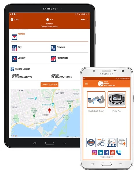 HSS Water Leak Detection App on mobile device